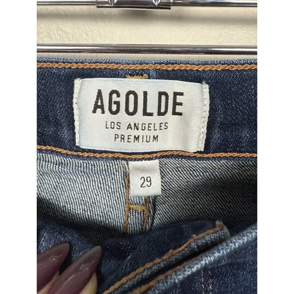 Agolde Isabel Straight Fit Boyfriend Jeans A015B-827‎ Distressed Dark Wash Sz 29